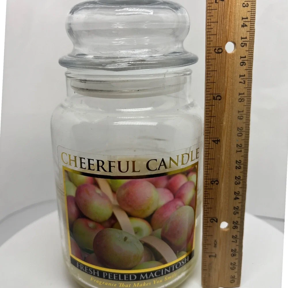 Cheerful Candle‎ Fresh Peeled Macintosh 24oz 2-Wick Glass Jar Scented USA *Used
